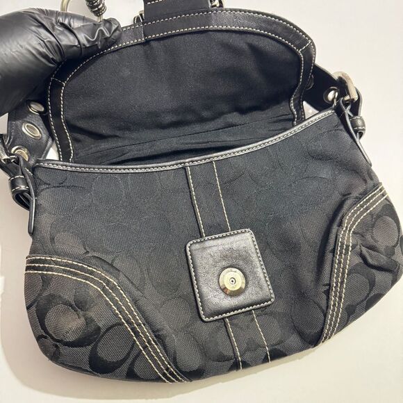 Vintage Coach 6171 Y2K Soho Bag Purse Baguette Jacquard Monogram Leather Black - Picture 13 of 13